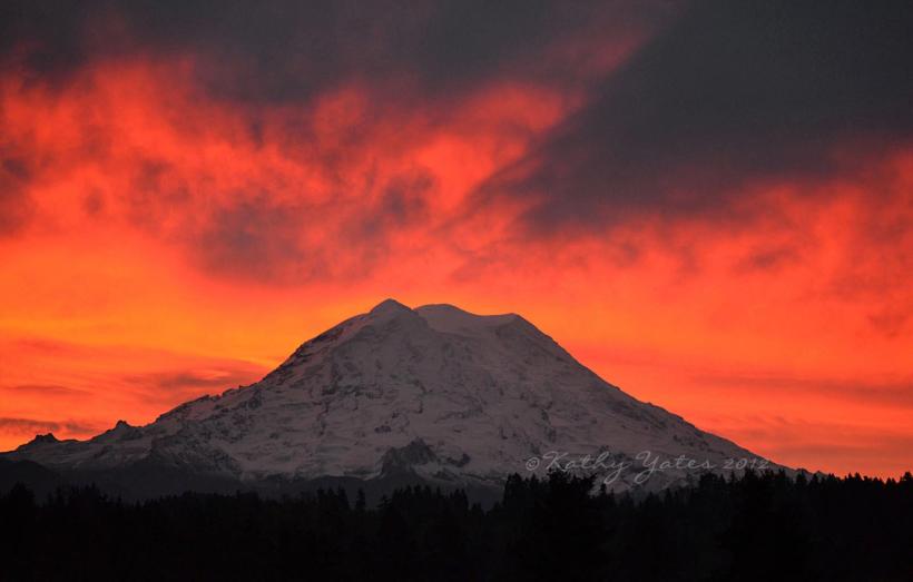 photo of Mt. Rainier sunrise by Kathy Yates