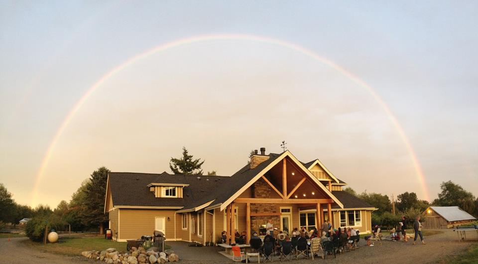 photo by Conor Larkin of Wiser Lake Chapel outdoor evening worship at the Rodenberger farm
