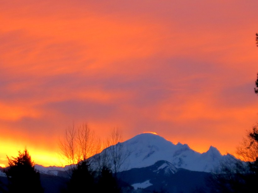 sunrise over Mt Baker this morning